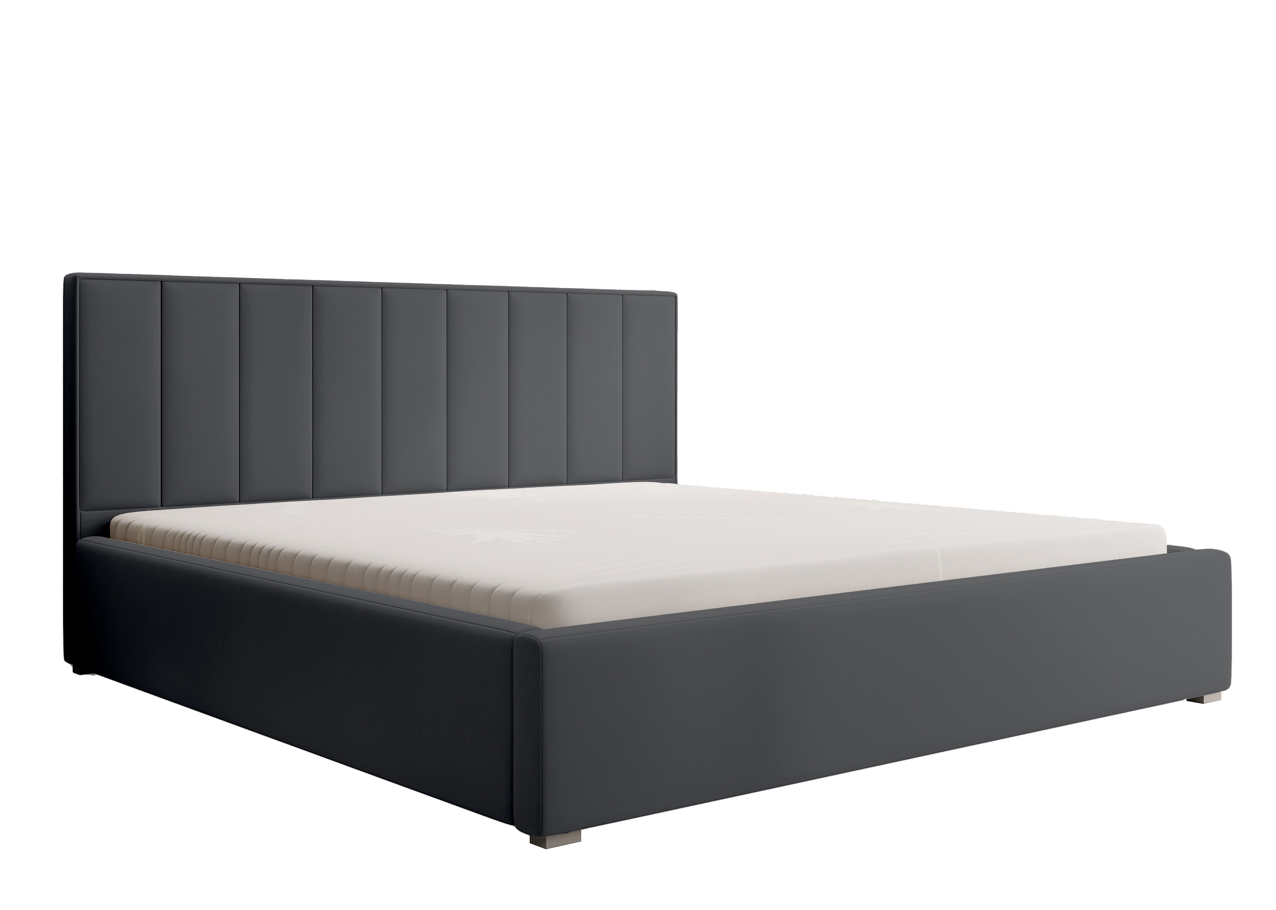 Łóżko tapicerowane 200x200 cm Rinus ciemnoszare w tkaninie hydrofobowej - zdjęcie 1