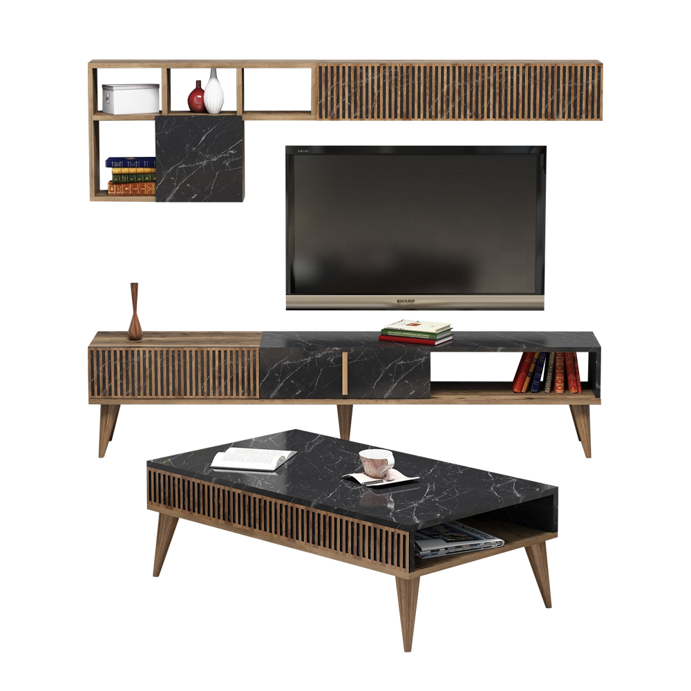 Zestaw mebli Mileina orzech/czarny - zdjęcie 1