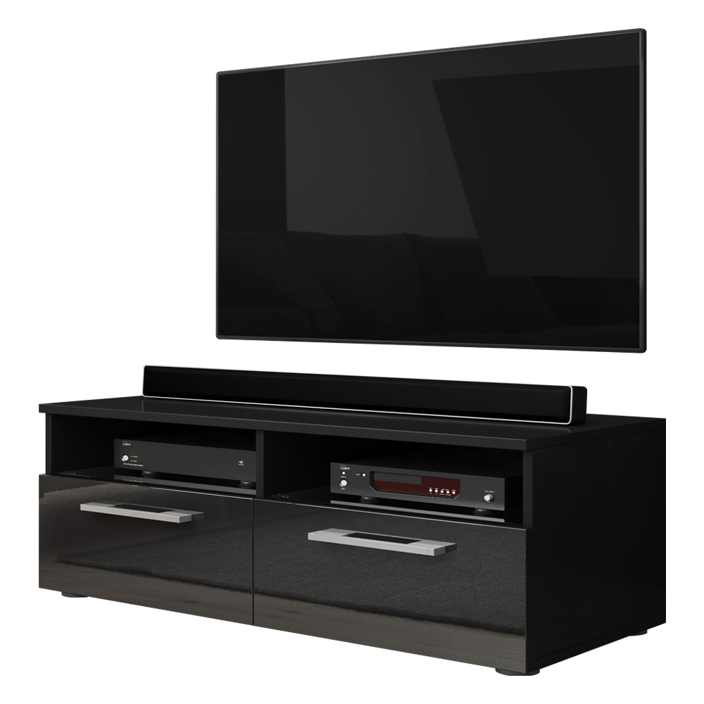 Szafka RTV Silver czarny mat/czarny połysk - zdjęcie 1