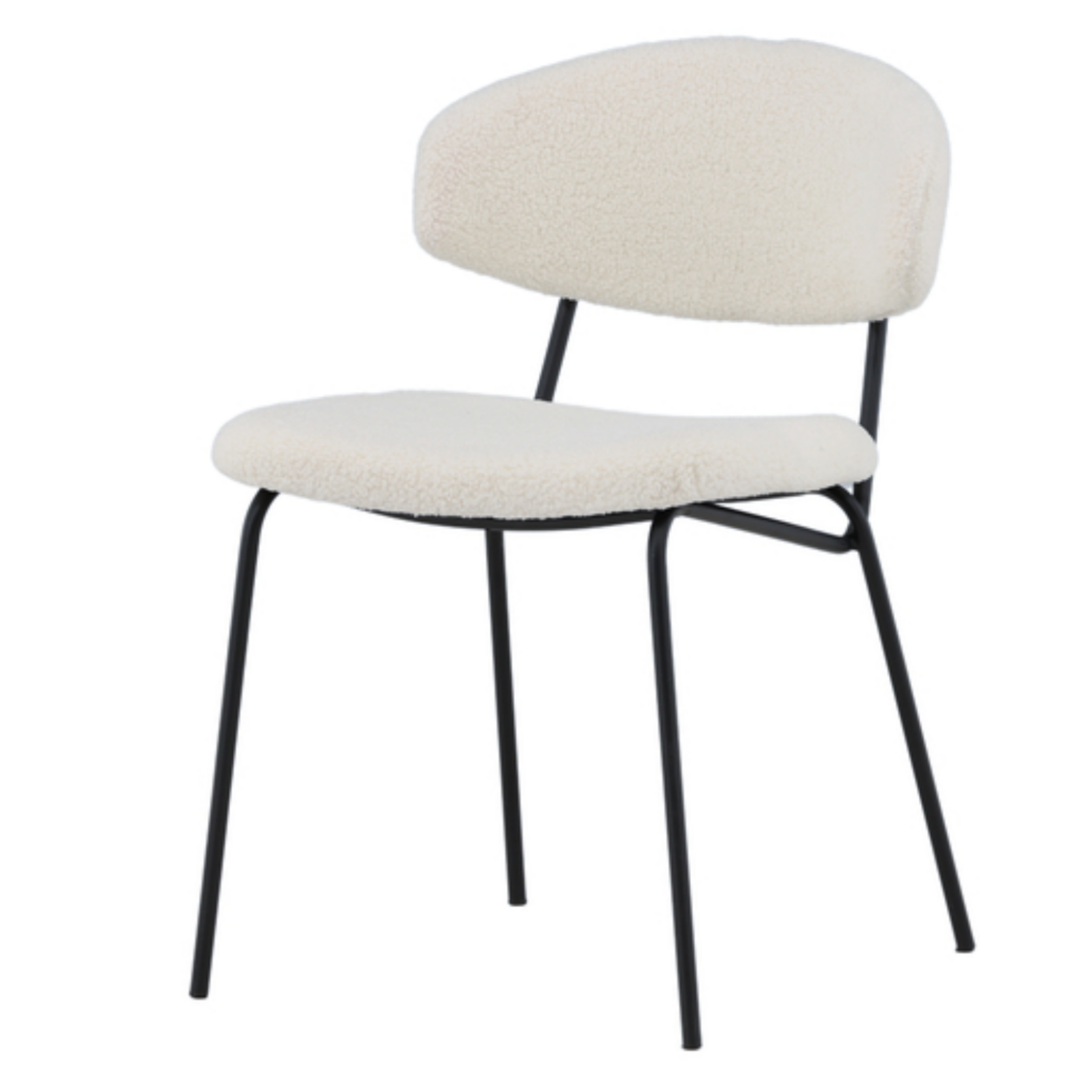 Krzesło tapicerowane Elition beżowe w tkaninie boucle - zdjęcie 1