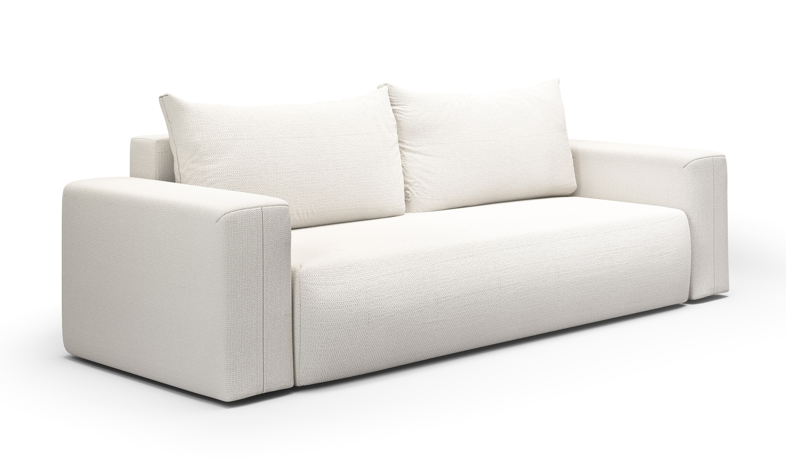 Kanapa rozkładana trzyosobowa Lummi z pojemnikiem biała szenil hydrofobowy - zdjęcie 1