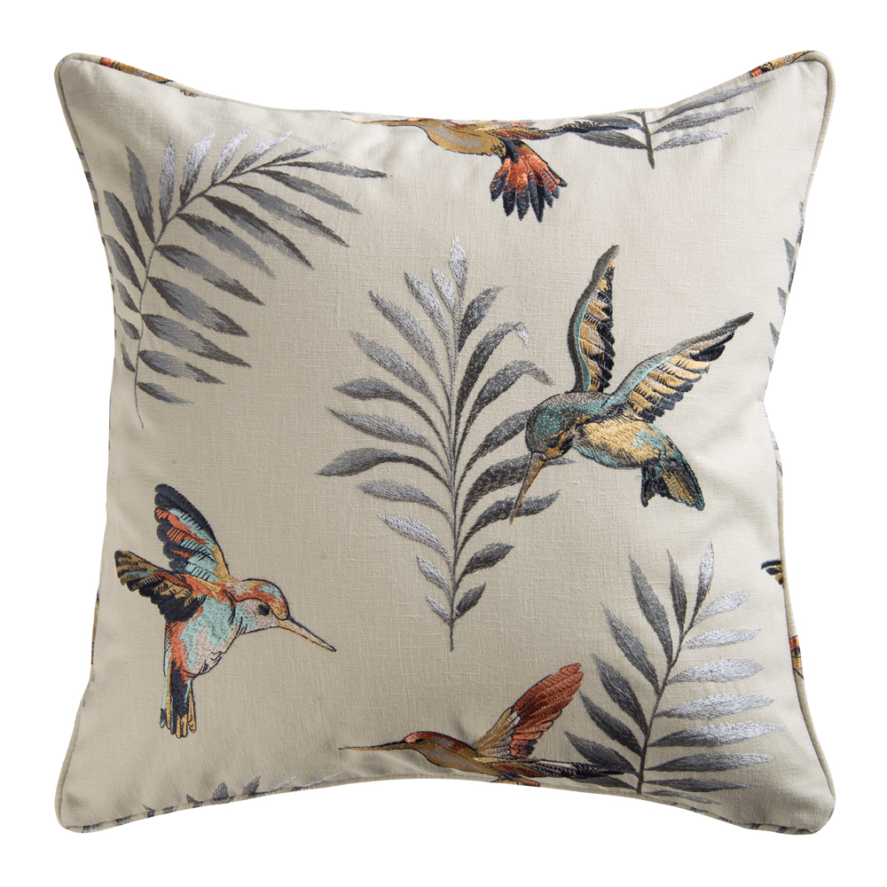 Poduszka dekoracyjna Karriga 45x45 cm kremowa z wzorem - zdjęcie 1