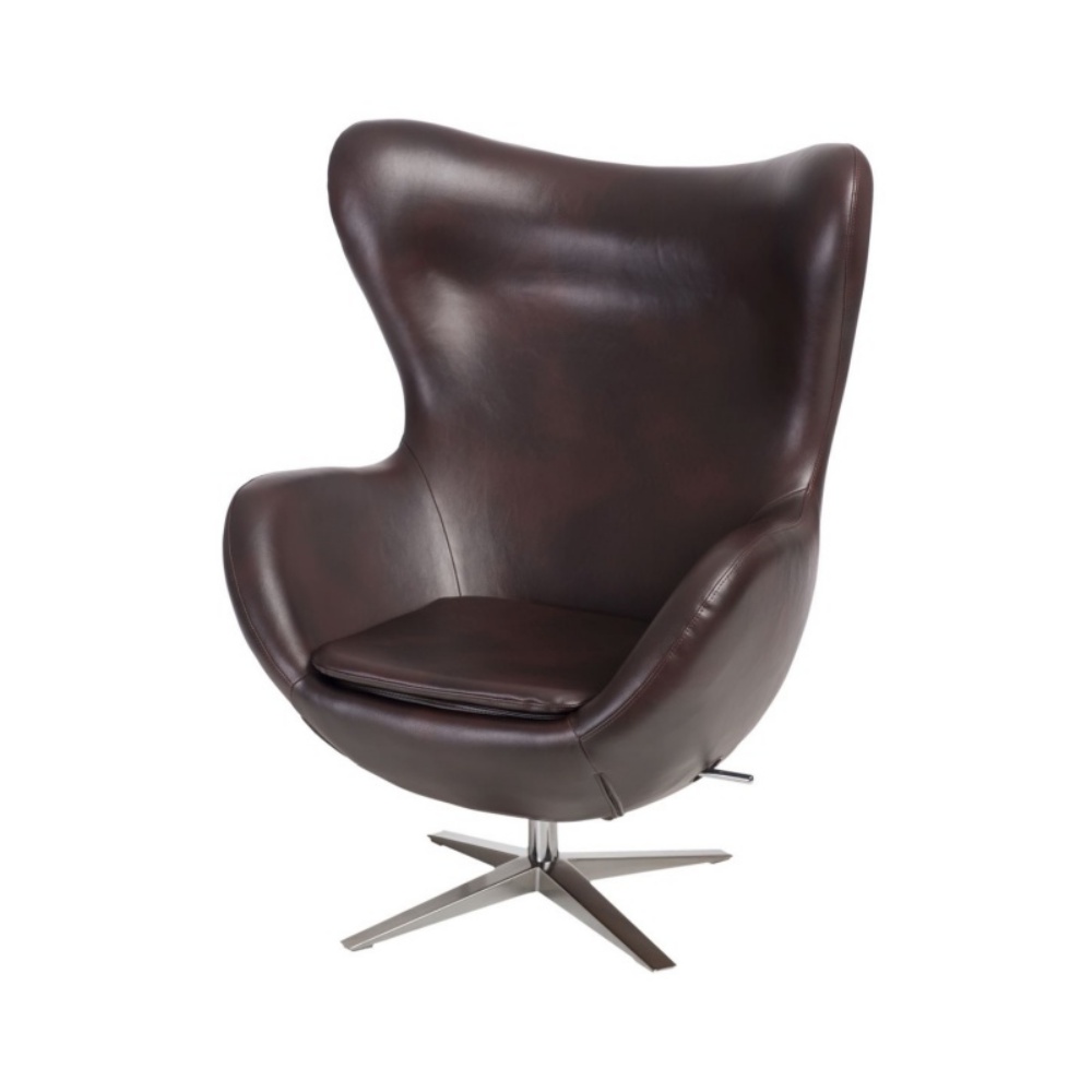 Fotel Jajo ekoskóra ciemnobrązowa