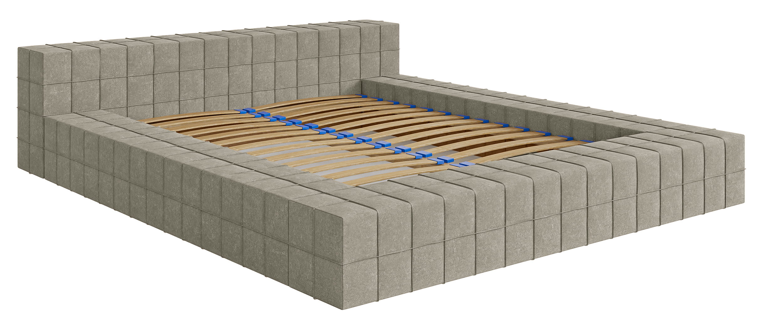 Łóżko tapicerowane 160x200 cm Evori szarobeżowy nubuk hydrofobowy - zdjęcie 1