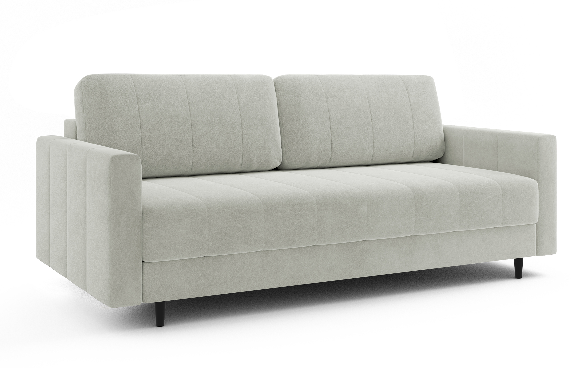 Kanapa rozkładana trzyosobowa Ambon z pojemnikiem szara welur łatwoczyszczący - zdjęcie 1