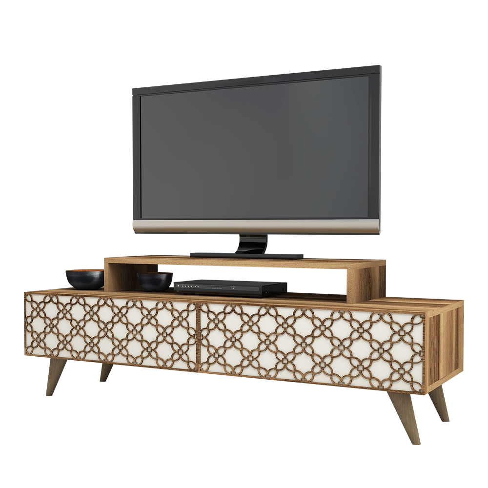 Szafka RTV Myril z kremowym frontem - zdjęcie 1