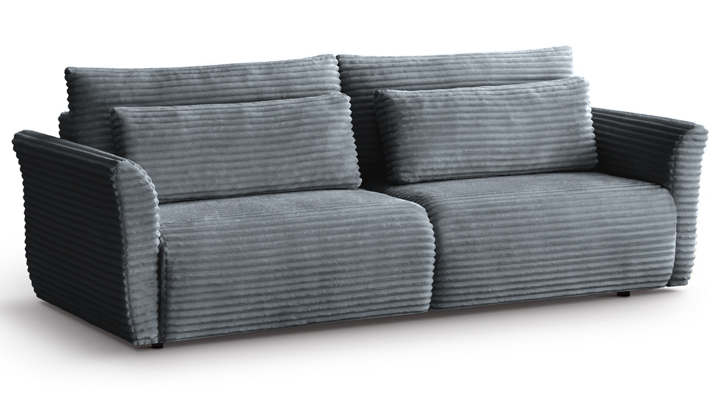 Kanapa rozkładana trzyosobowa Empewo z pojemnikiem szara sztruks  - zdjęcie 1