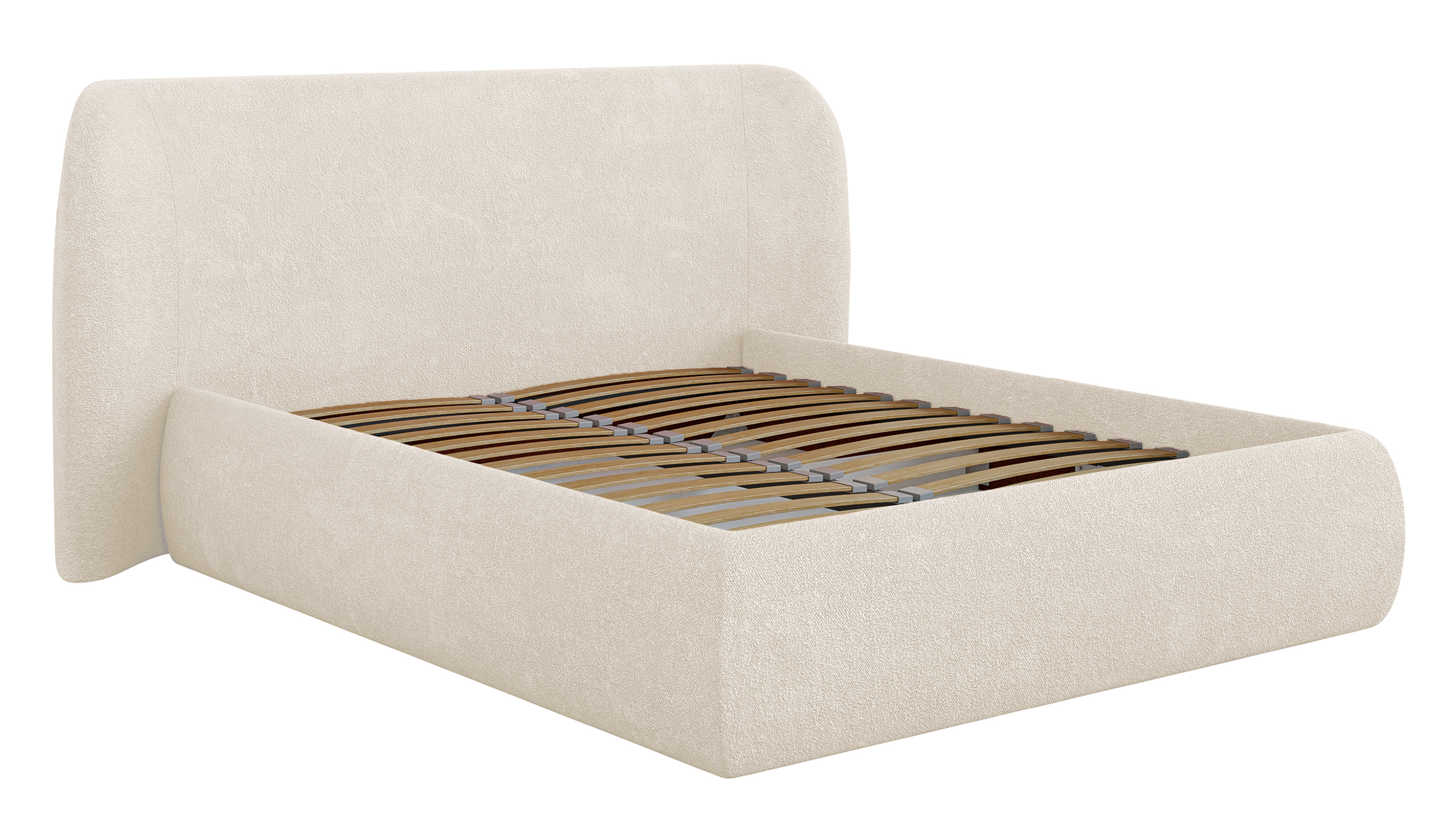 Łóżko tapicerowane 180x200 cm Rittaro z pojemnikiem jasnobeżowe szenil - zdjęcie 1