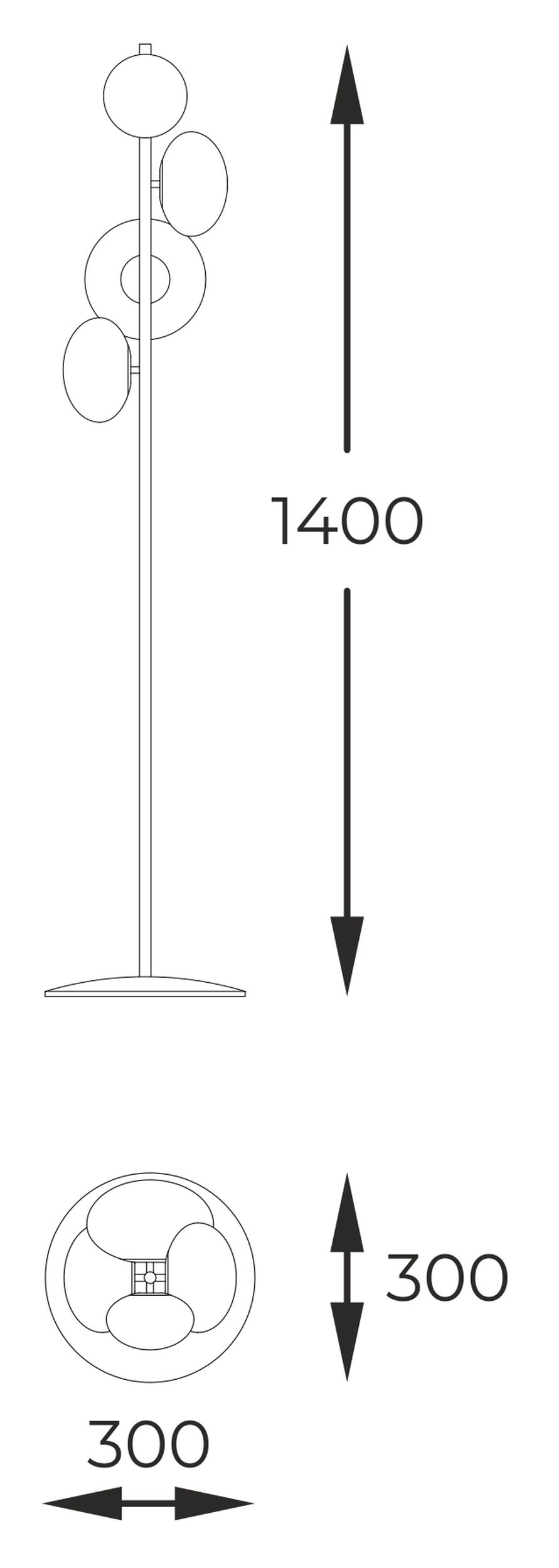 Lampa podłogowa Omi x4 złota z mlecznymi kloszami