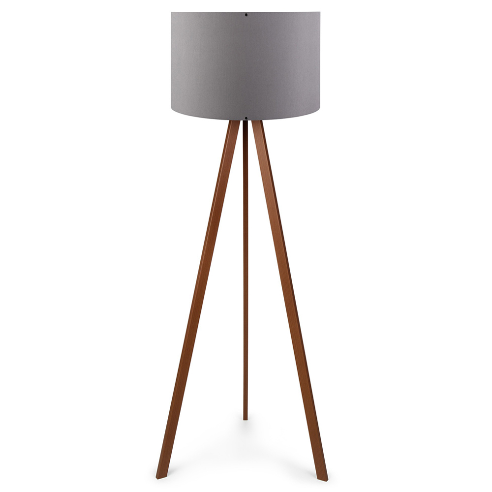 Lampa podłogowa Salika szara na brązowym stelażu - zdjęcie 1