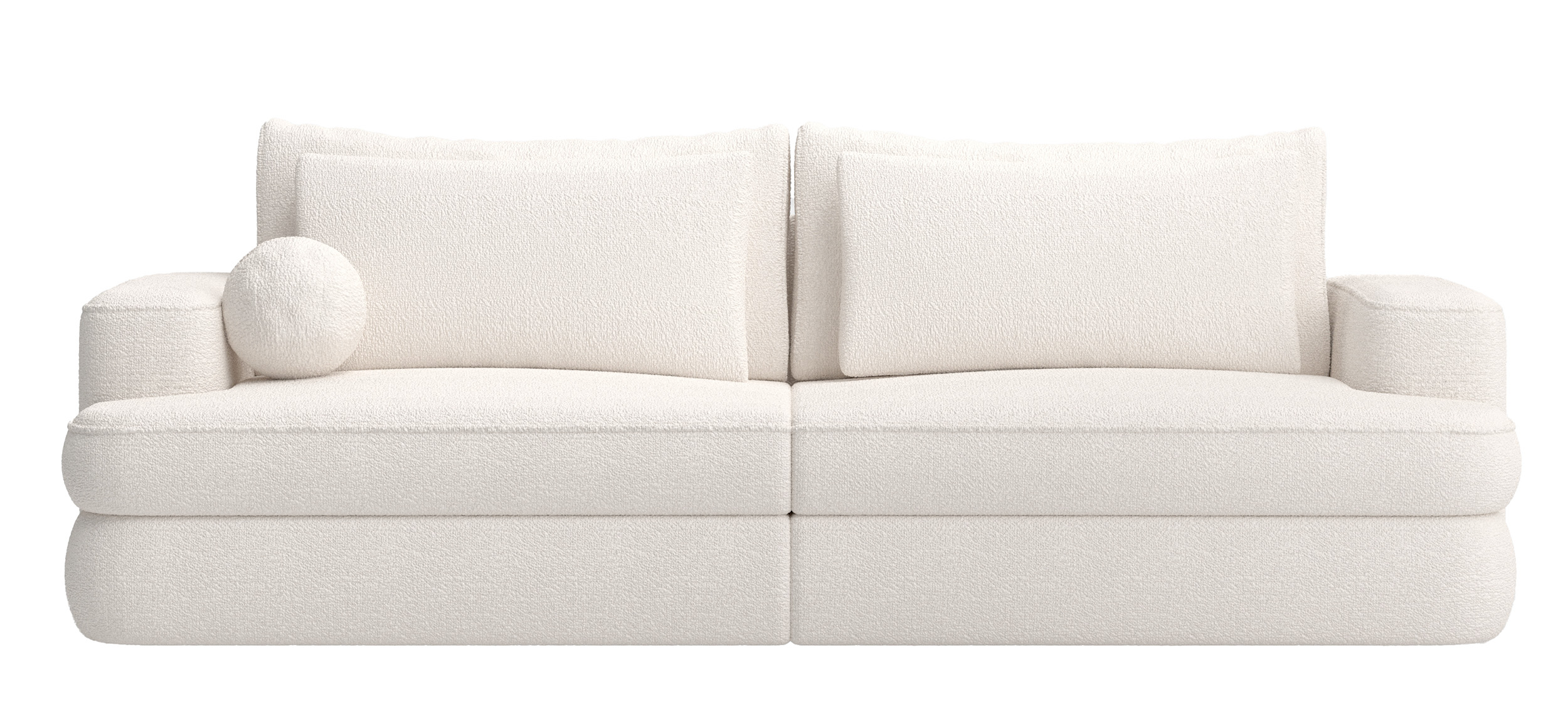 Kanapa rozkładana trzyosobowa Melio z pojemnikiem kremowa boucle - zdjęcie 1