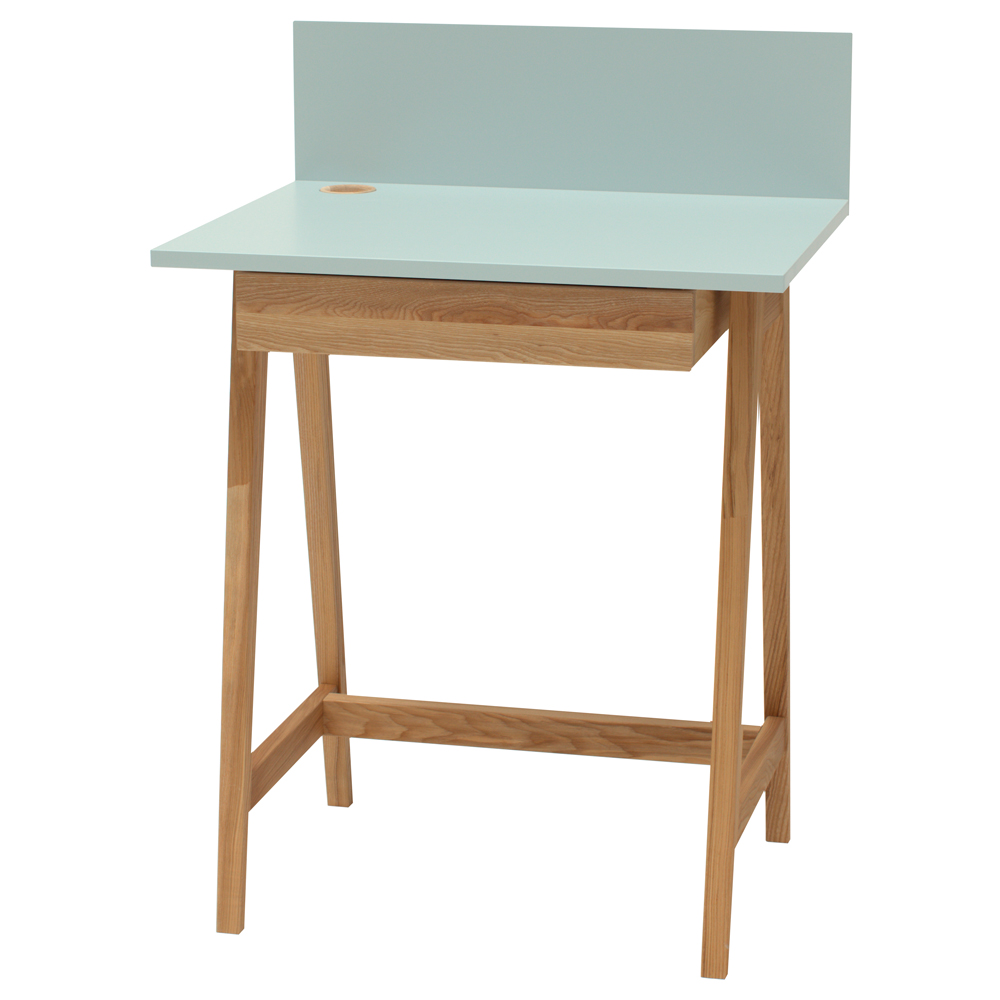 Biurko drewniane Luka 65x50 cm z szufladą Jasnoszary - zdjęcie 3