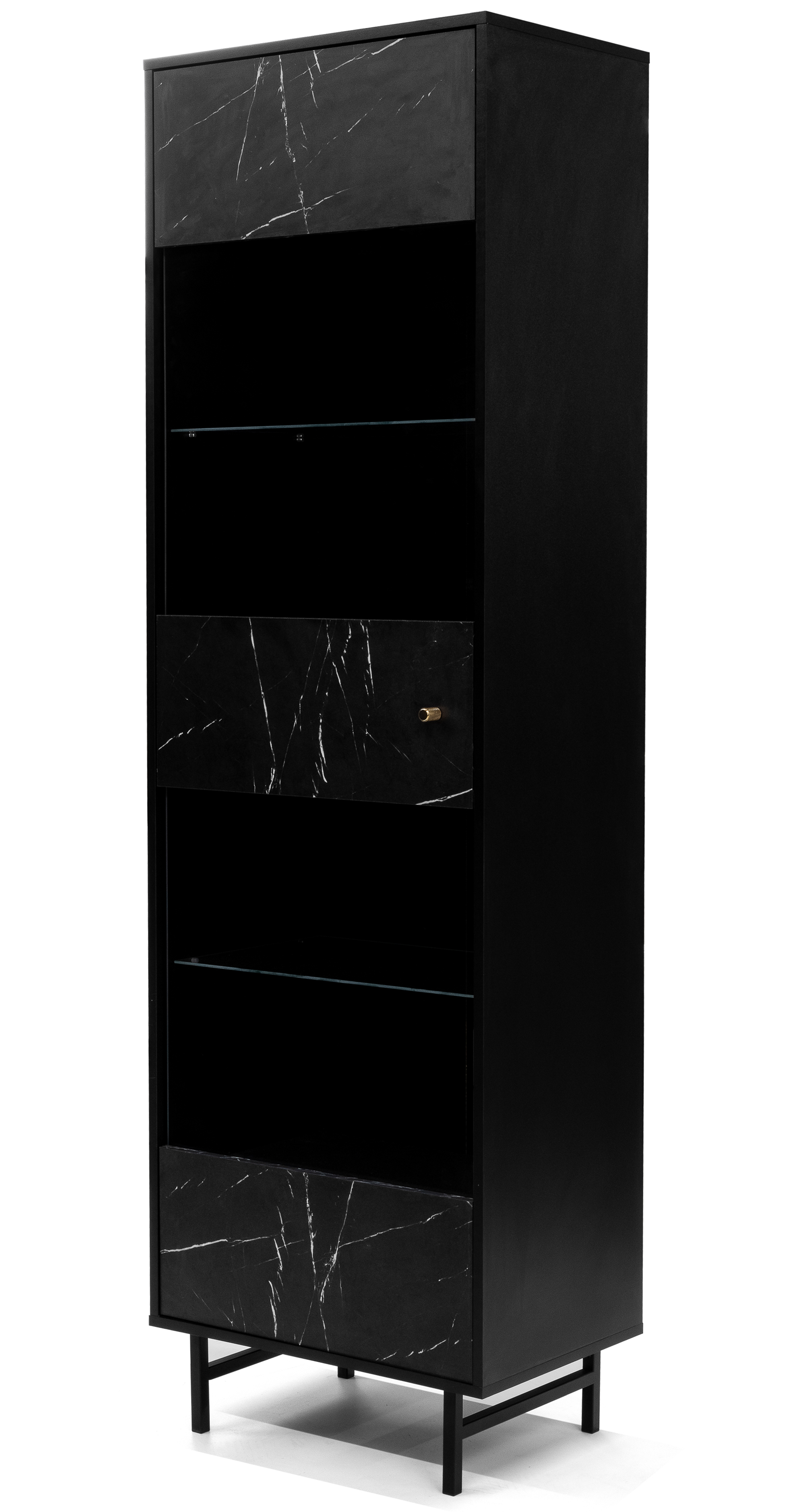 Witryna jednodrzwiowa Artimma 60 cm czarna/czarny marmur - zdjęcie 1