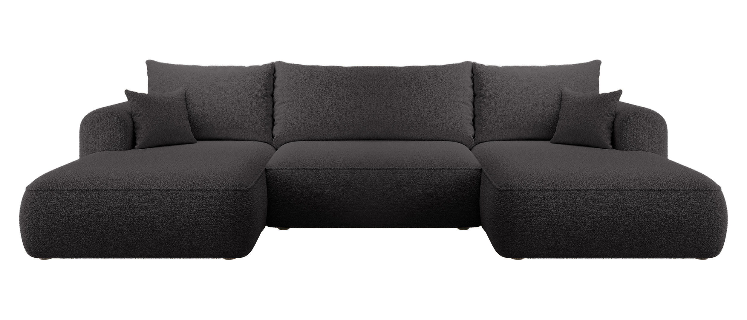 Narożnik z funkcją spania Ovo U-kształtny z pojemnikiem ciemnoszary boucle uniwersalny