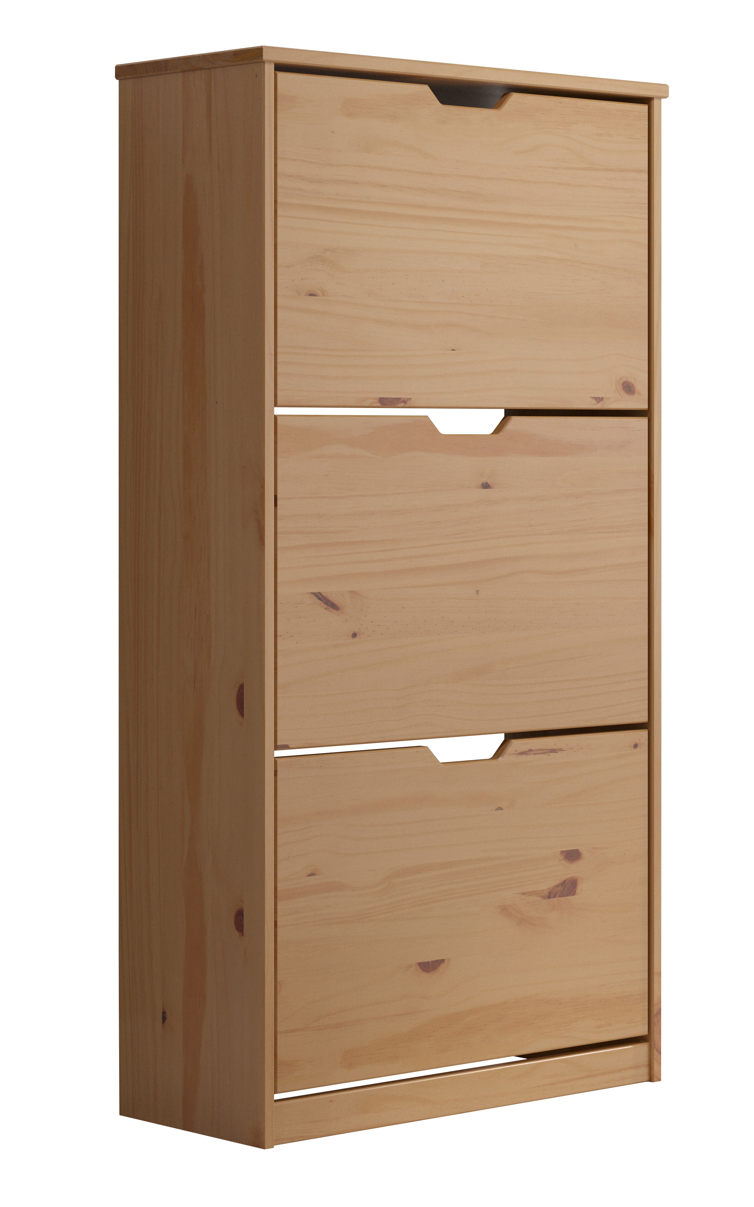 Szafka na buty Healles 114 cm z trzema półkami miodowy lakier - zdjęcie 1