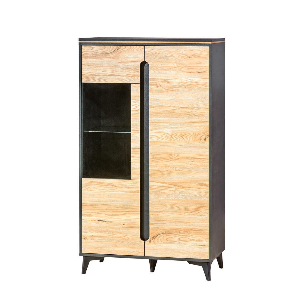 Witryna dwudrzwiowa Kempeana z systemem LED antracyt/jesion - zdjęcie 1