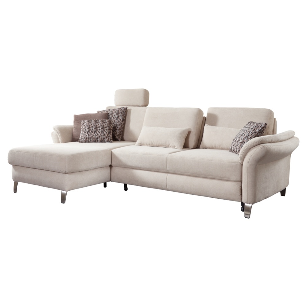 OUTLET - Narożnik z funkcją spania Rekite L-kształtny beżowyi z pojemnikiem prawostronny - zdjęcie 1