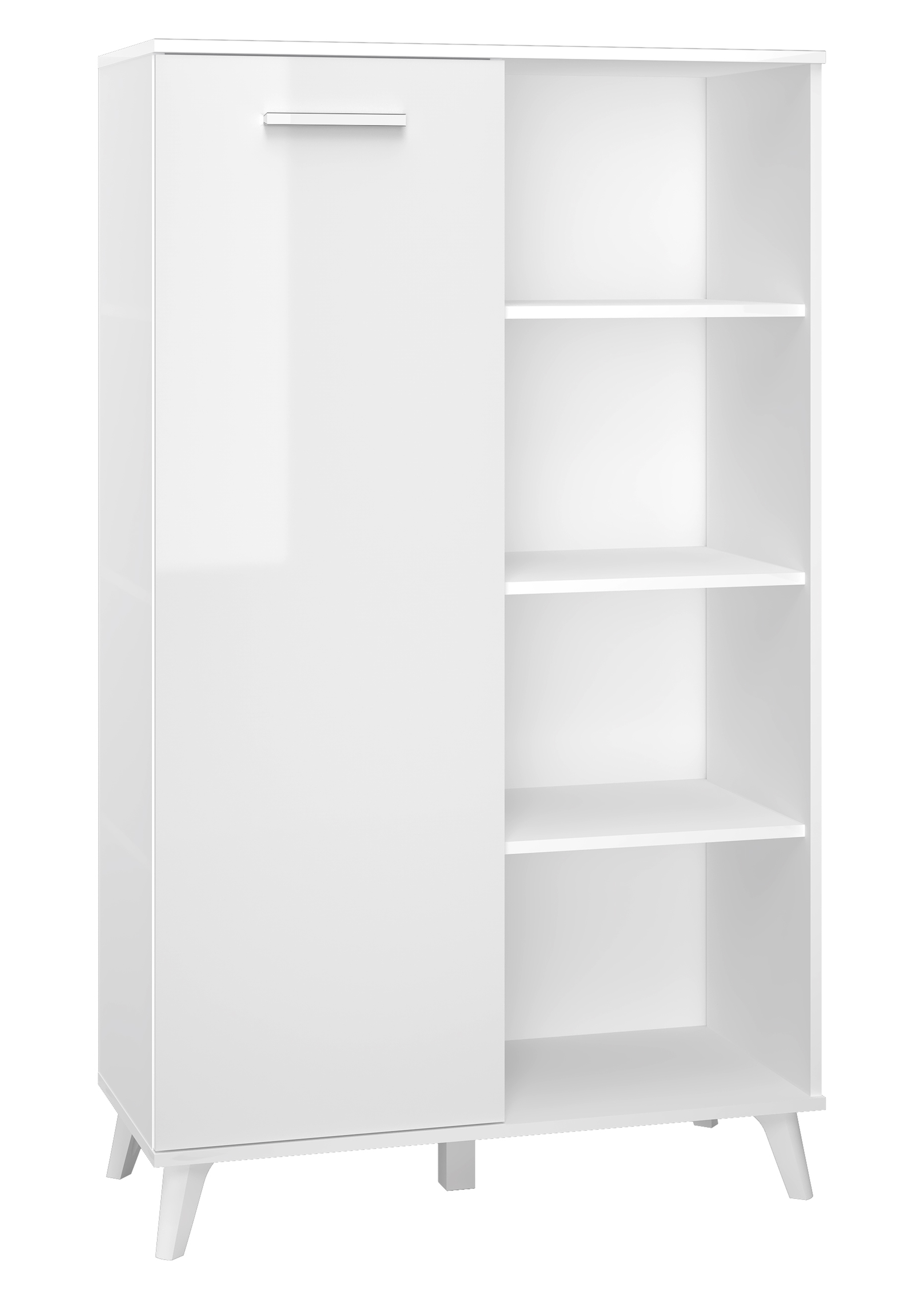 Regał jednodrzwiowy Tumilssy 90 cm biały/biały połysk - zdjęcie 1