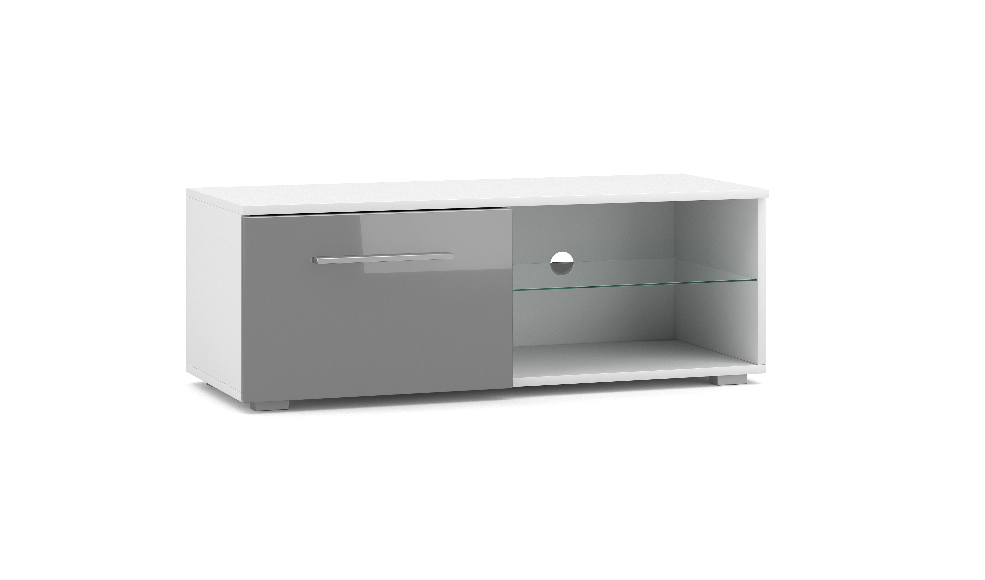 Szafka RTV Tenus Single biały mat / Szary połysk - zdjęcie 1