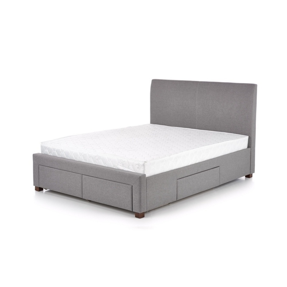Łóżko tapicerowane Mirissa z szufladami 140x200 cm szare - zdjęcie 1