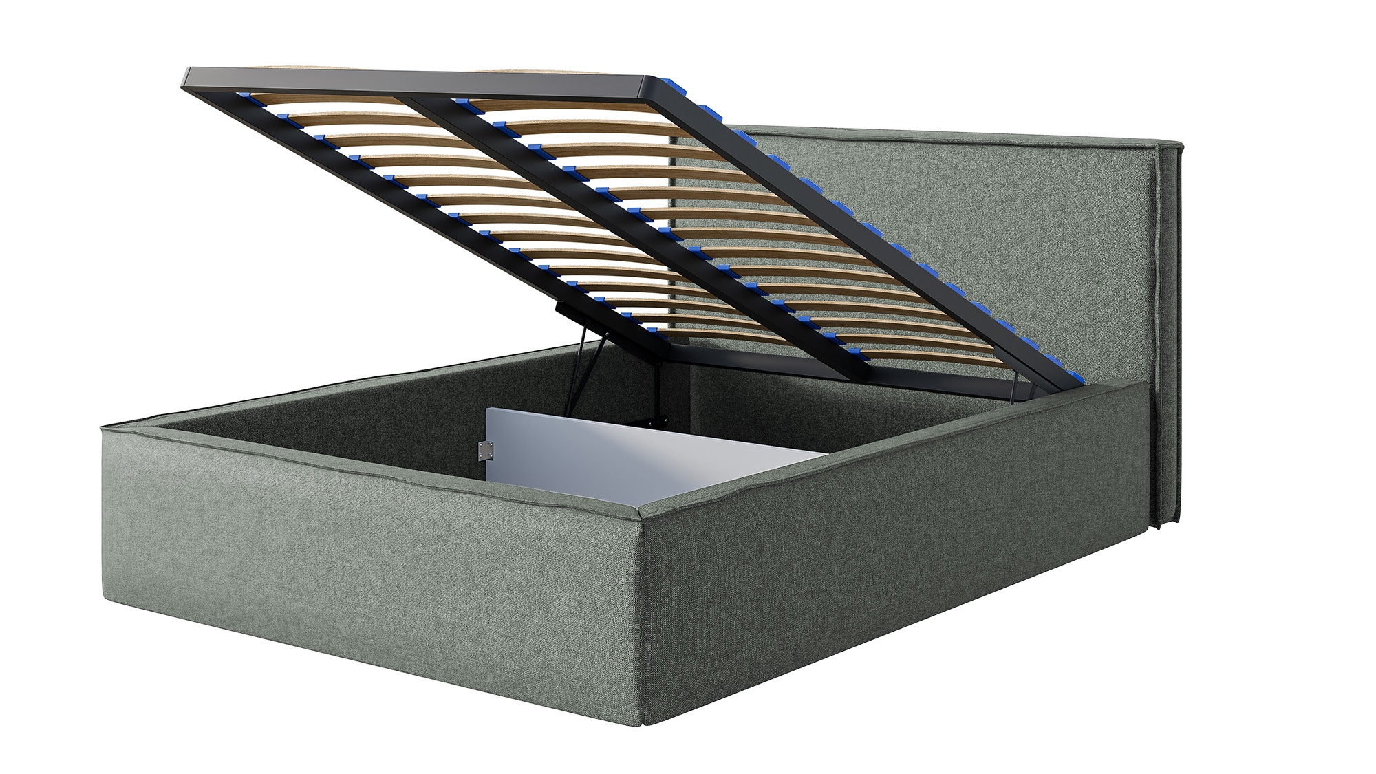 Łóżko tapicerowane 160x200 cm Lucera z pojemnikiem szare szenil - zdjęcie 1