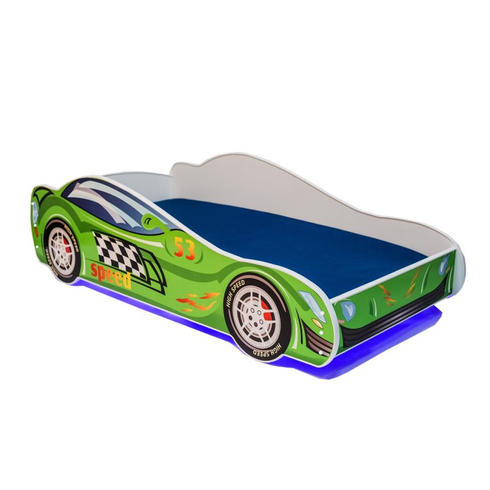 Łóżko dziecięce Petuni 140x70 cm w kształcie samochodu z LED - zdjęcie 1