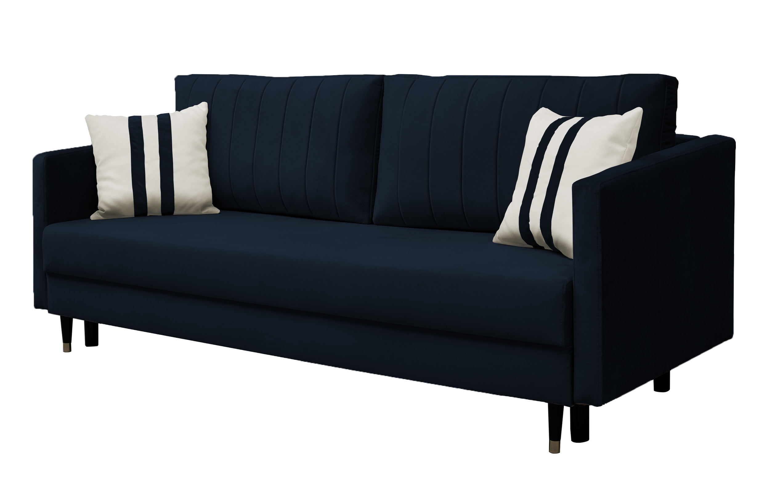 Kanapa Balabay rozkładana trzyosobowa z pojemnikiem granatowa nogi czarne  - zdjęcie 1