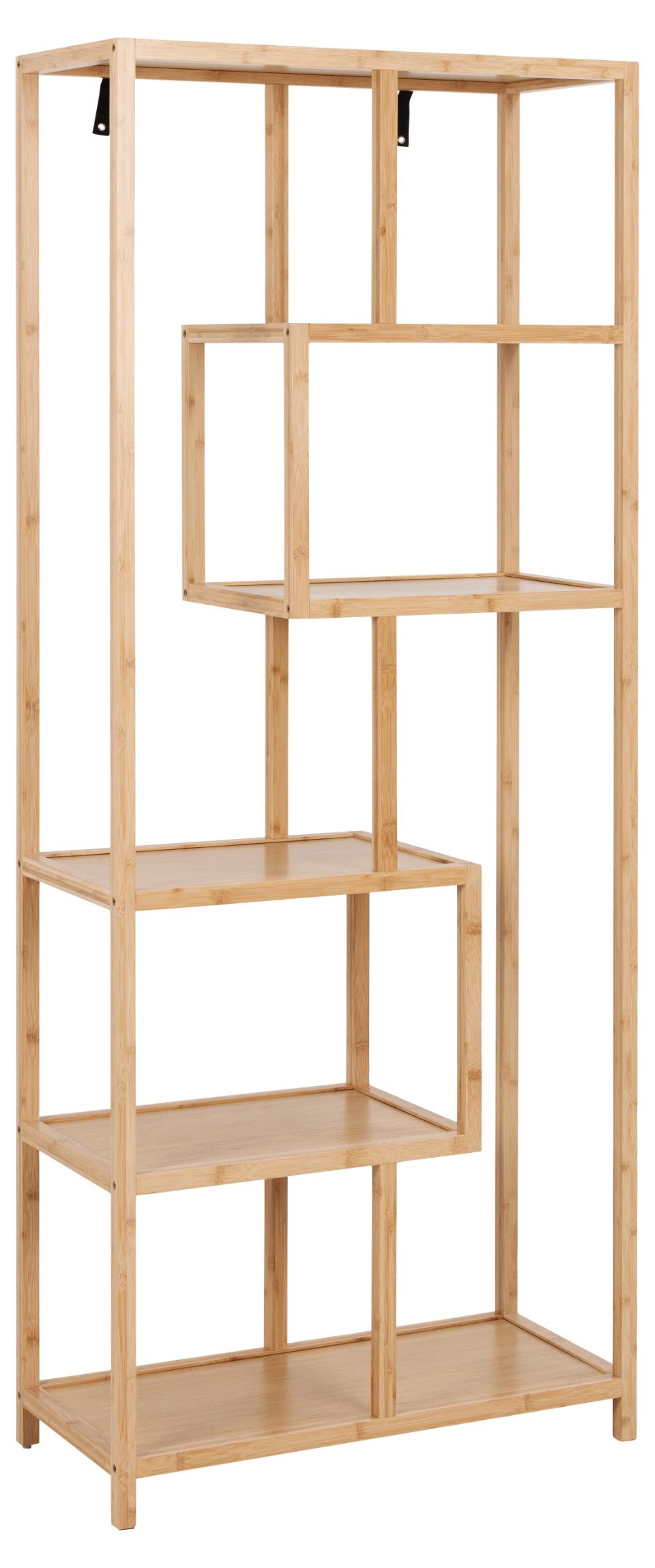 Regał Handar bambusowy asymetryczny z pięcioma półkami 77x35x185 cm - zdjęcie 1