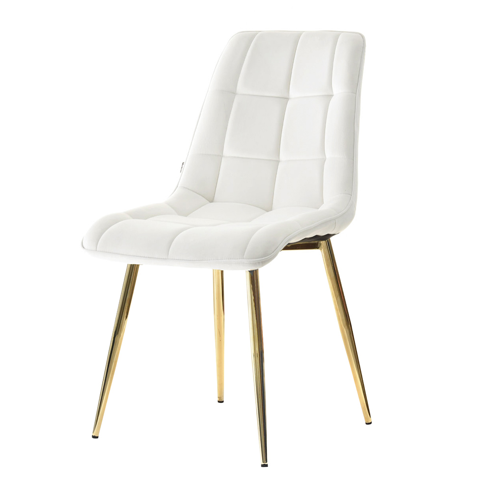 Krzesło Briare biało - złote tapicerowane z przeszyciami