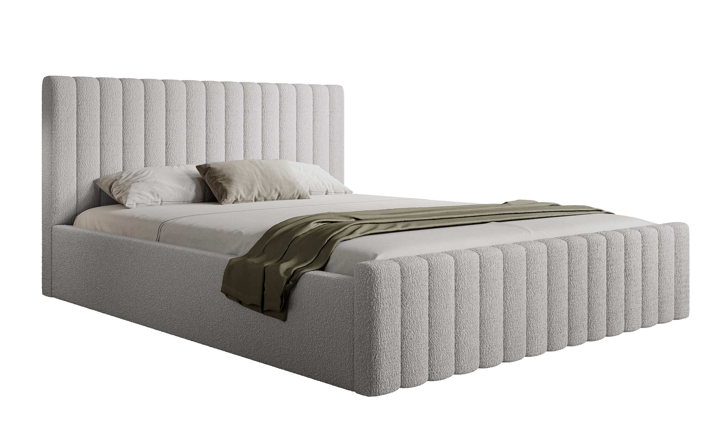 Łóżko tapicerowane 180x200 cm Ramone szare z pojemnikiem boucle nogi czarne - zdjęcie 1