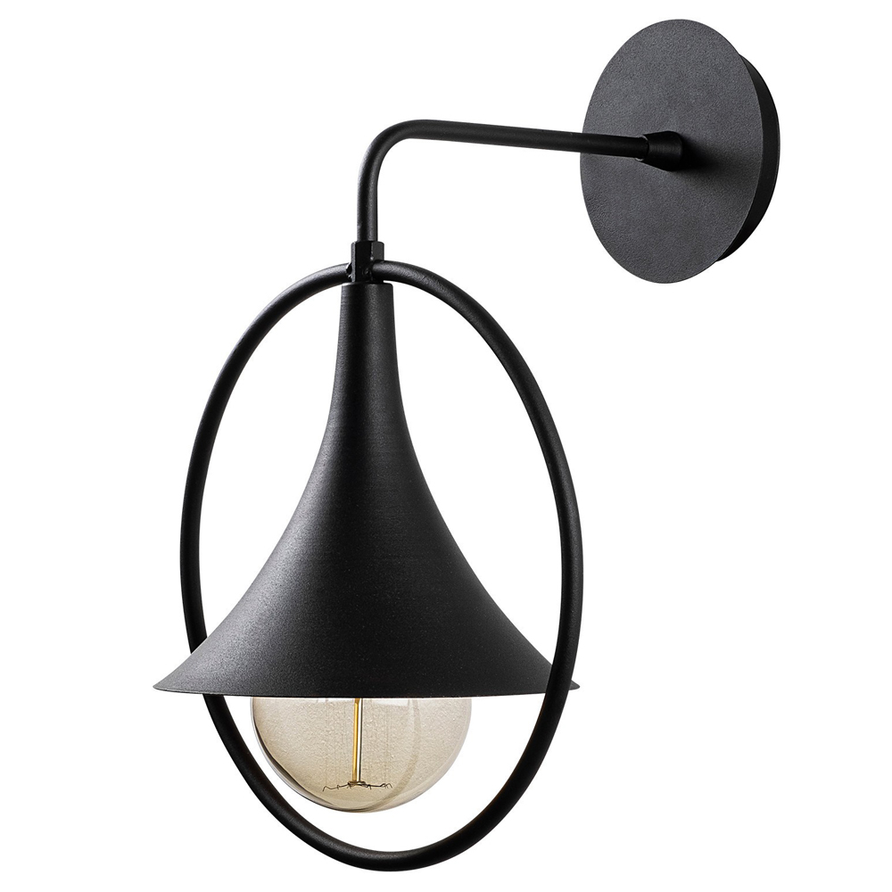Kinkiet ścienny Turefect kapelusz z okręgiem średnica 25 cm czarny - zdjęcie 1