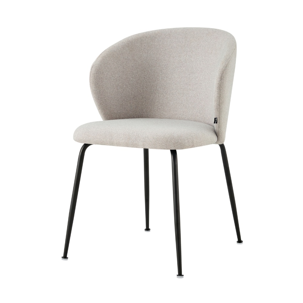 Krzesło tapicerowane Mealize w tkaninie hydrofobowej szare na czarnych nogach - zdjęcie 1