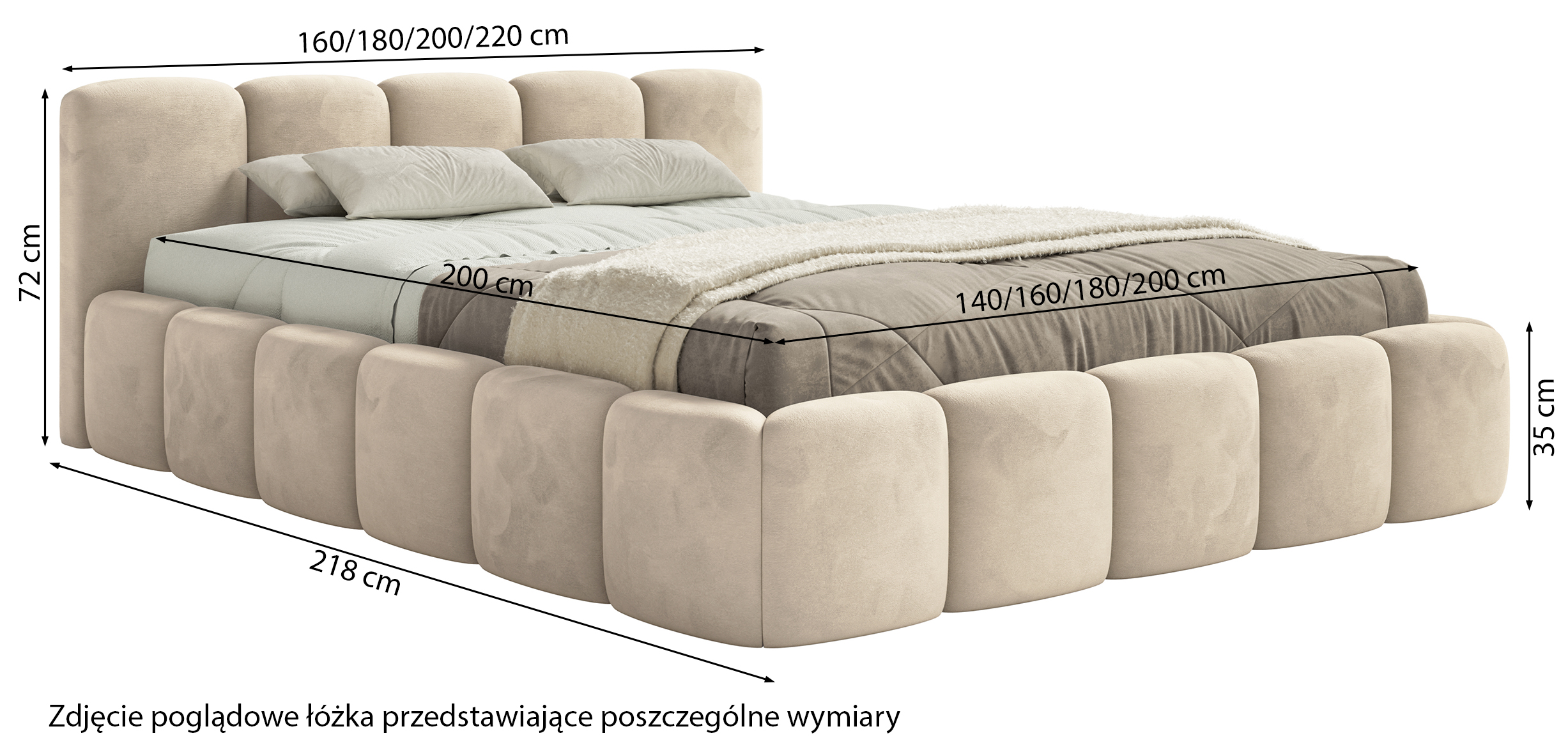 Łóżko tapicerowane 200x200 cm Cloudy Low z pojemnikiem jasnoszare welur hydrofobowy łatwoczyszczący stelaż metalowy