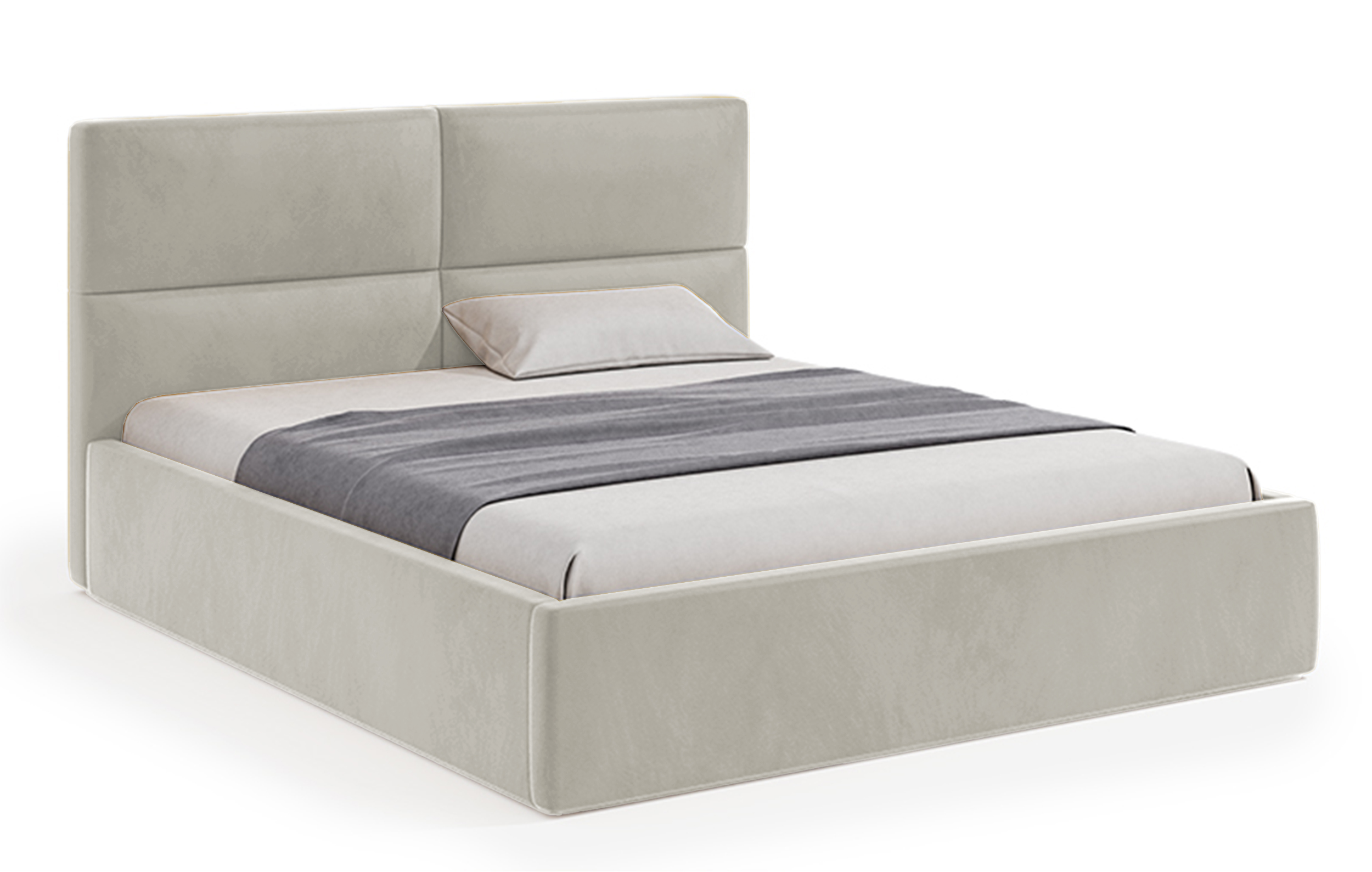 Łóżko tapicerowane Helma 180x200 cm z pojemnikiem kremowe welur - zdjęcie 1