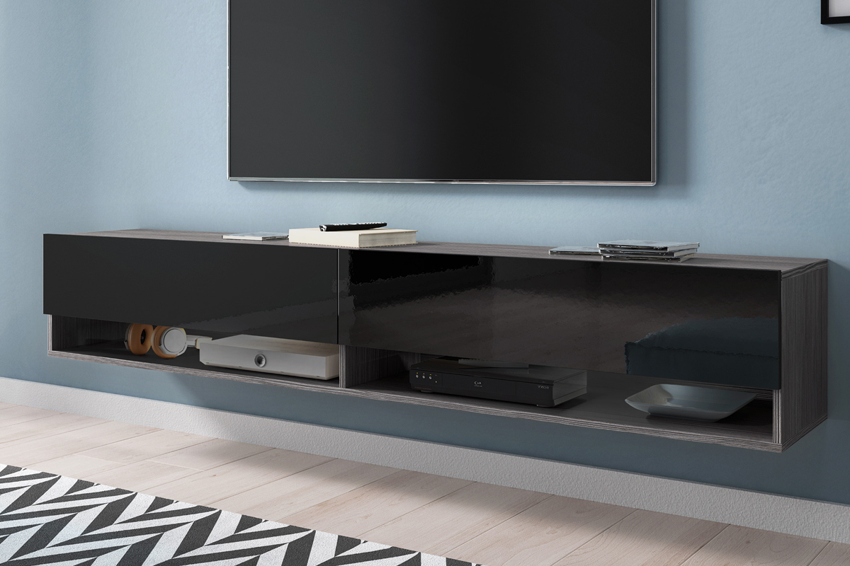 Szafka RTV Wander 180 cm Bodega / Czarny połysk 