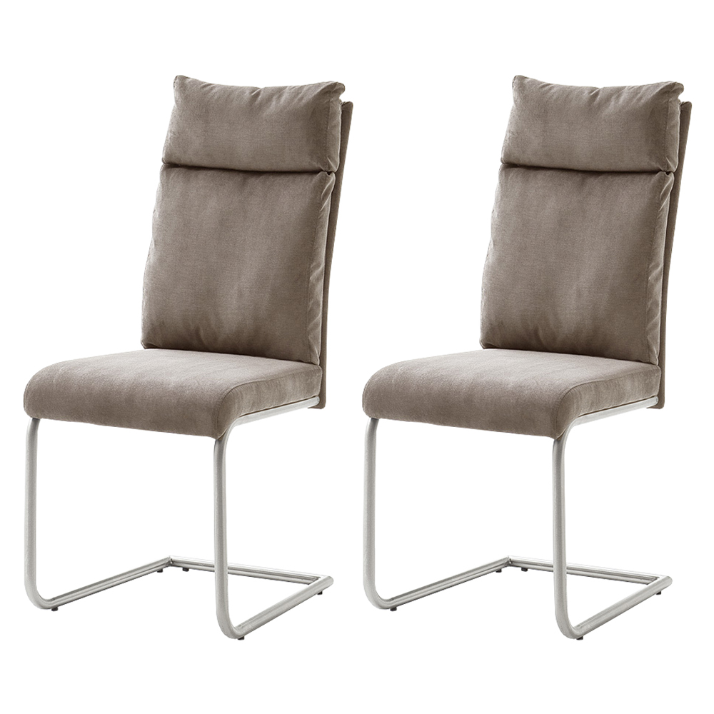 Zestaw dwóch krzeseł tapicerowanych na płozach Volutina beżowe