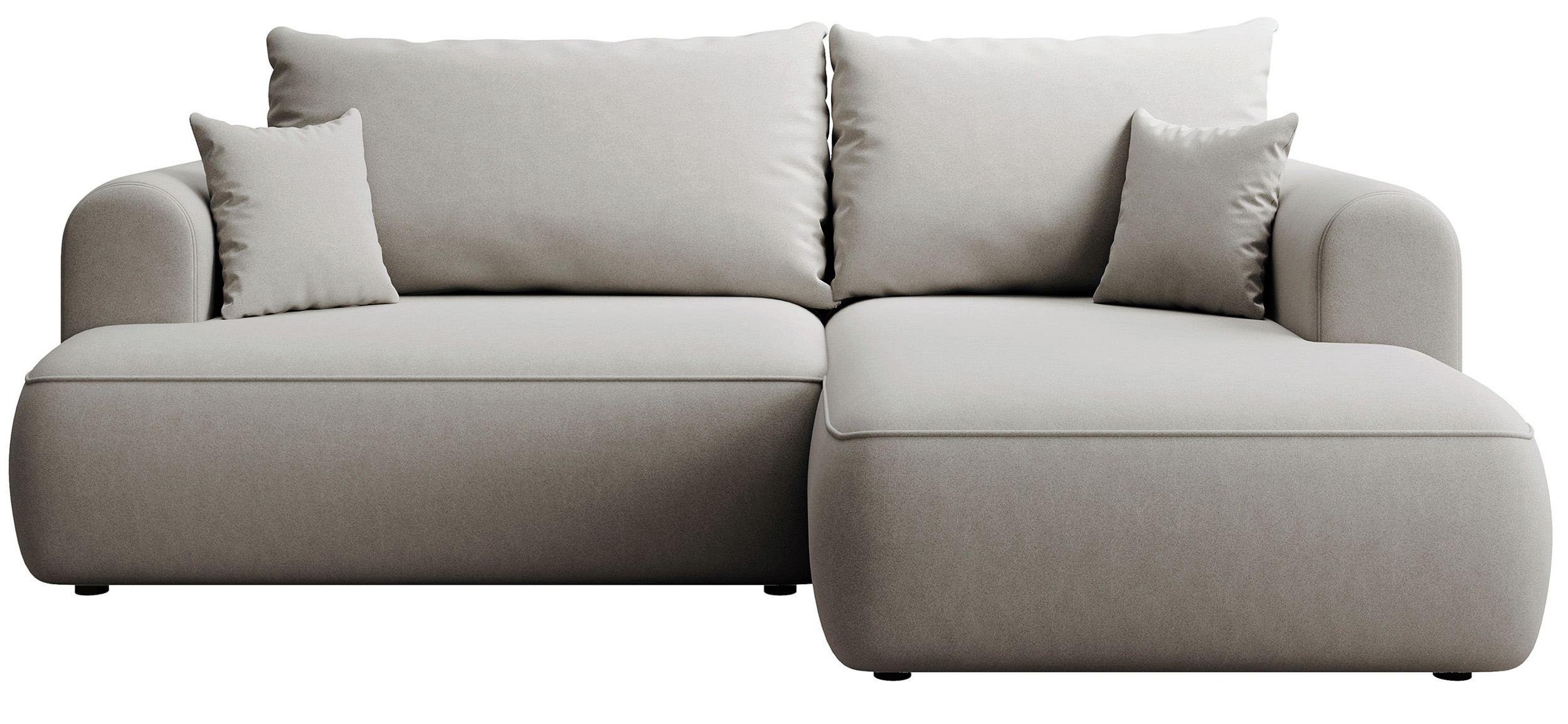 Narożnik z funkcją spania Ovo mini L-kształtny prawostronny z pojemnikiem szary welur łatwoczyszczący