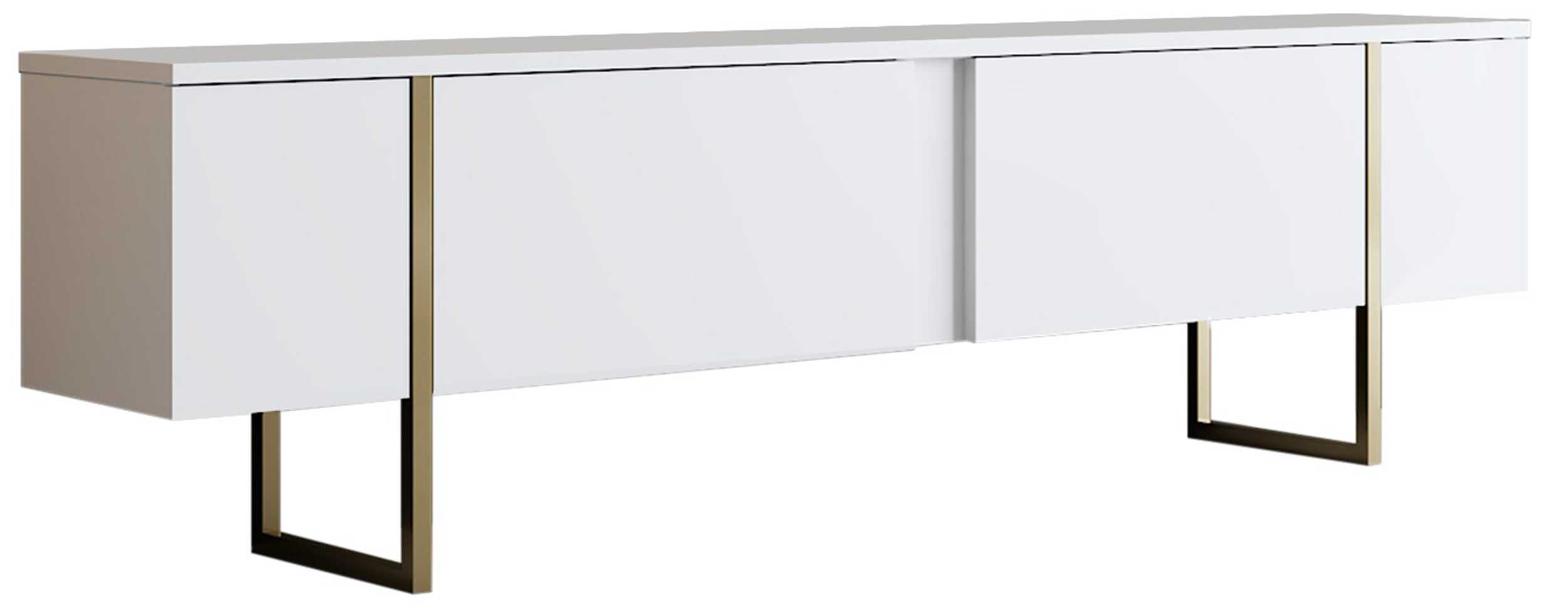 Szafka RTV Steelaris na złotych metalowych nogach biała - zdjęcie 1