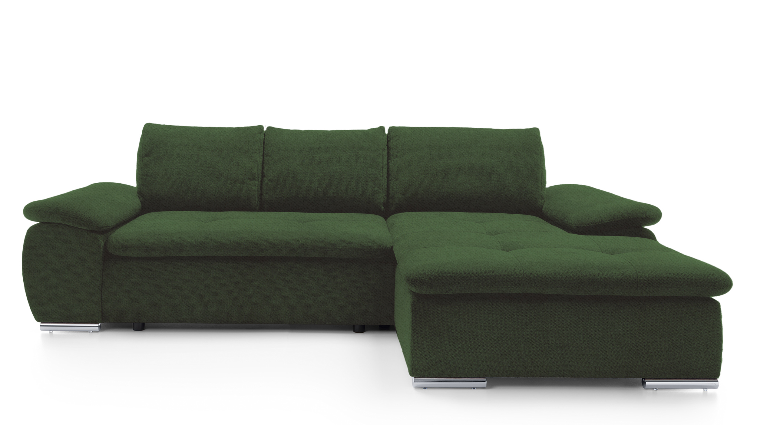 Narożnik z funkcją spania Amateo L-kształtny z pojemnikiem ciemnozielony velvet hydrofobowy prawostronny - zdjęcie 1