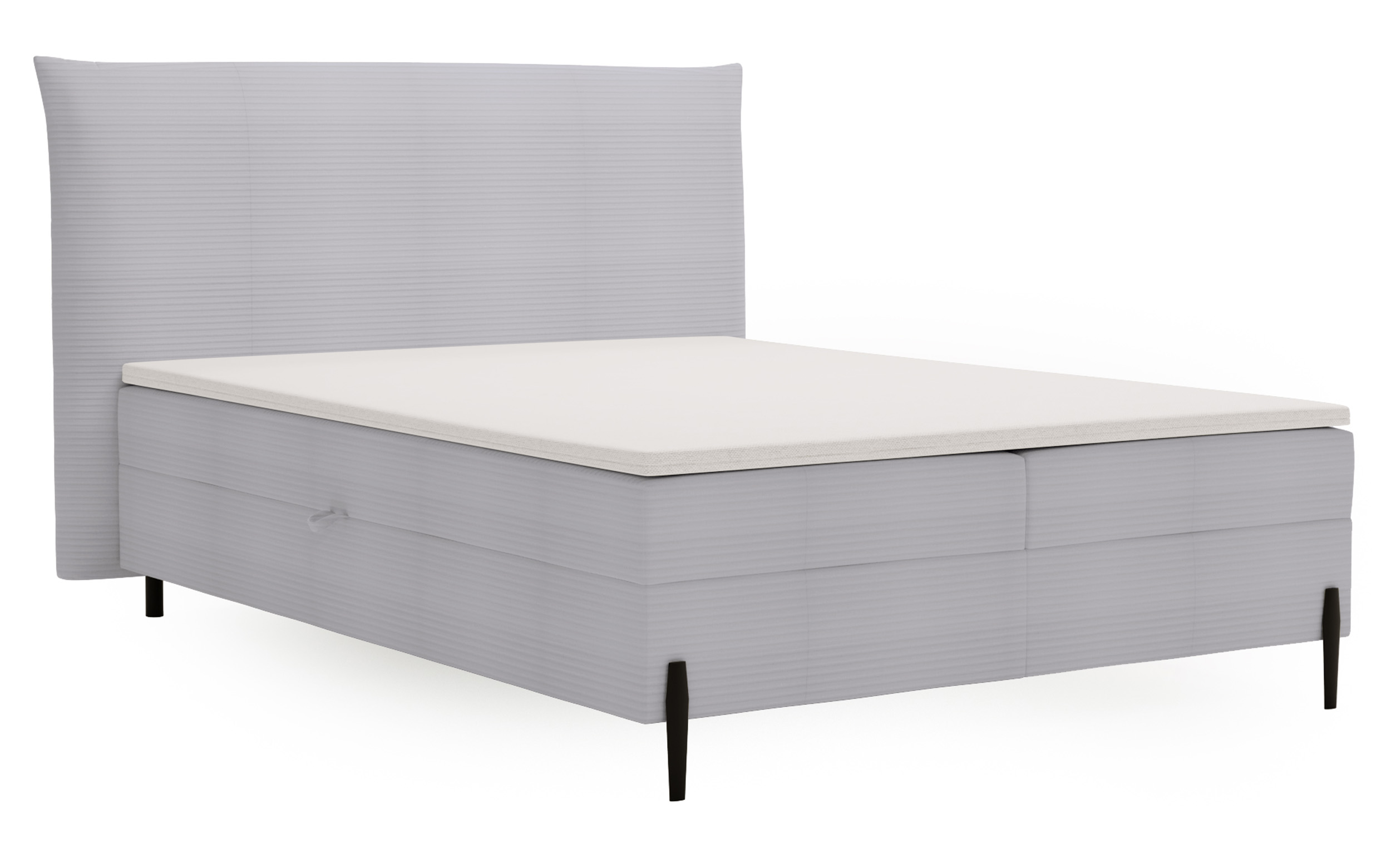 Łóżko kontynentalne 180x200 cm Rennard z topperem i pojemnikami na pościel jasnoszare szenil - zdjęcie 1