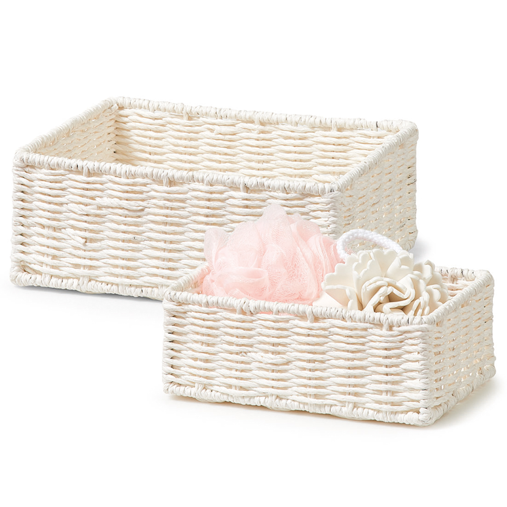 Zestaw 2 koszyków Wiccy do przechowywania biały - zdjęcie 1