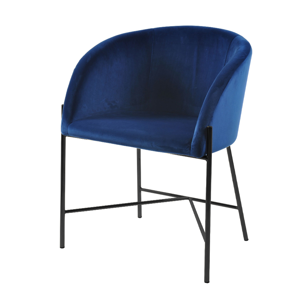 Krzesło tapicerowane Ribioc granatowy welur na czarnych nogach