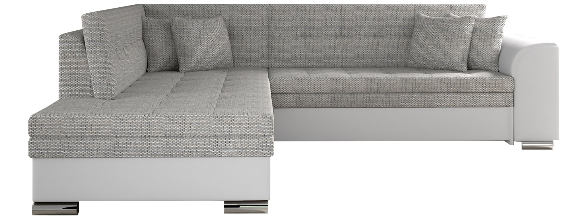 Narożnik z funkcją spania Tianguan L-kształtny szary / biały plecionka / ekoskóra lewostronny - zdjęcie 1