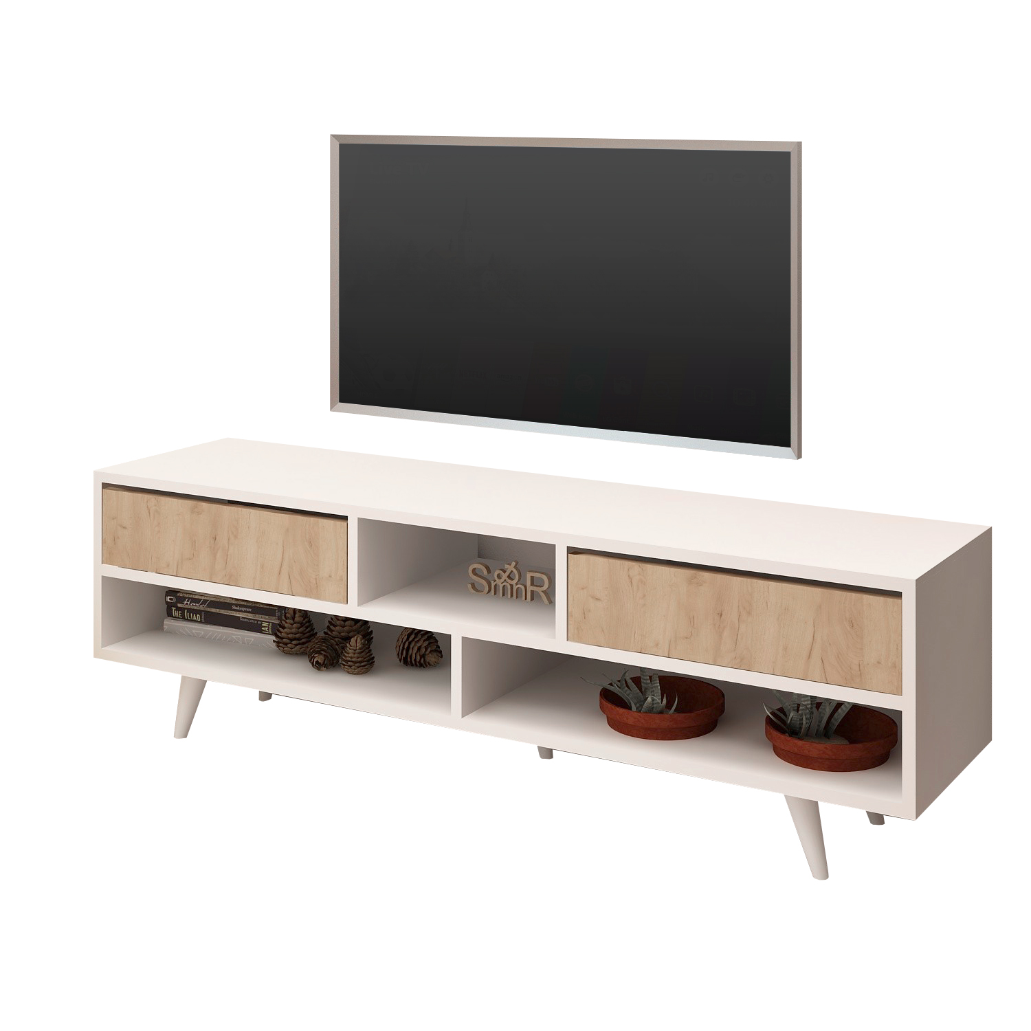 Szafka RTV Alinet z białym korpusem - zdjęcie 1