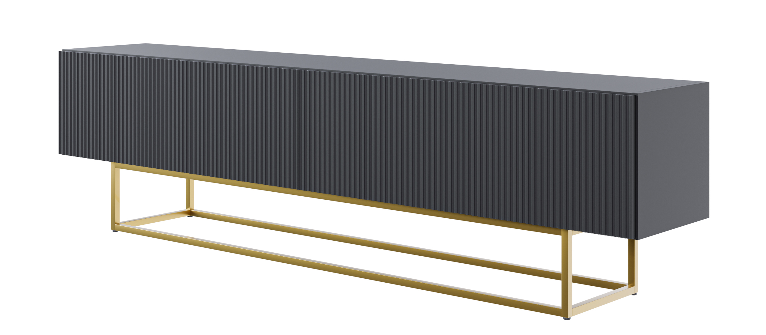 Szafka RTV Veldio 175 cm Czarna ze złotymi nogami - zdjęcie 1