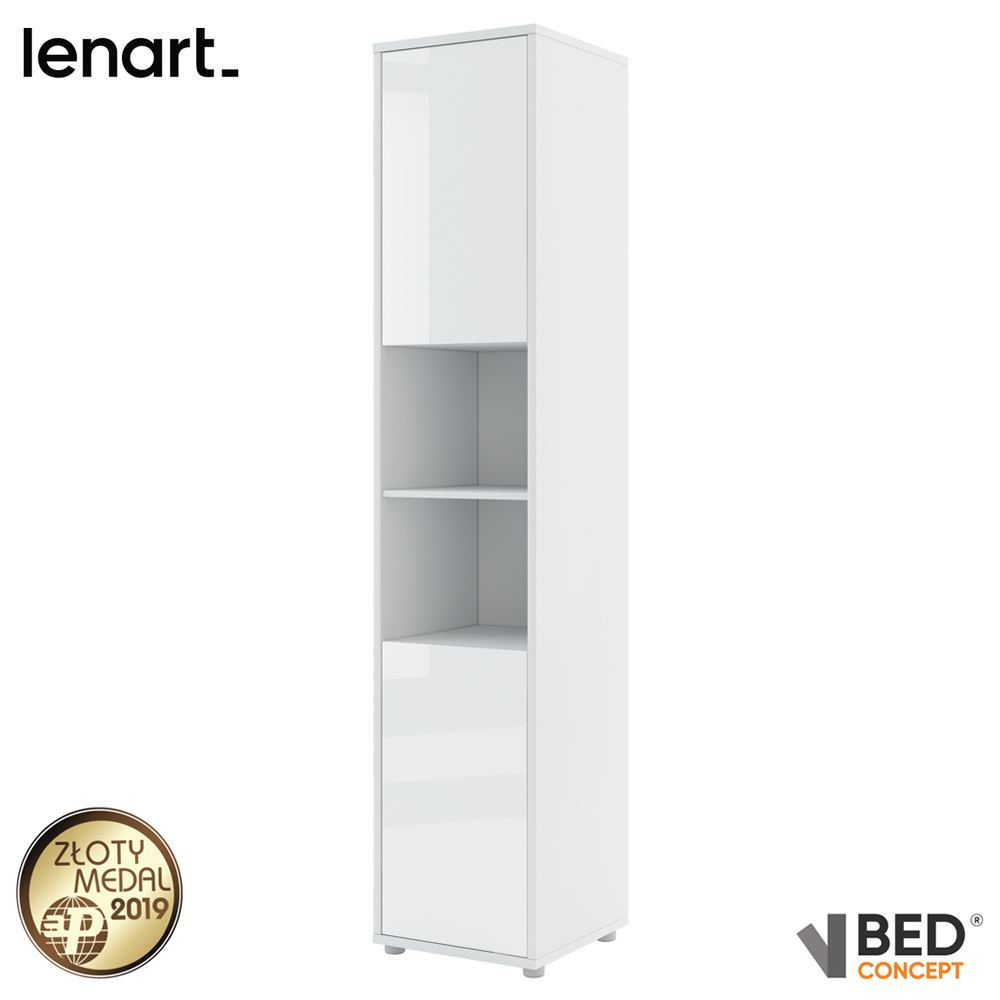 Regał BED CONCEPT z dwiema zamykanymi szafkami Biały alpejski / Biały połysk  - zdjęcie 1