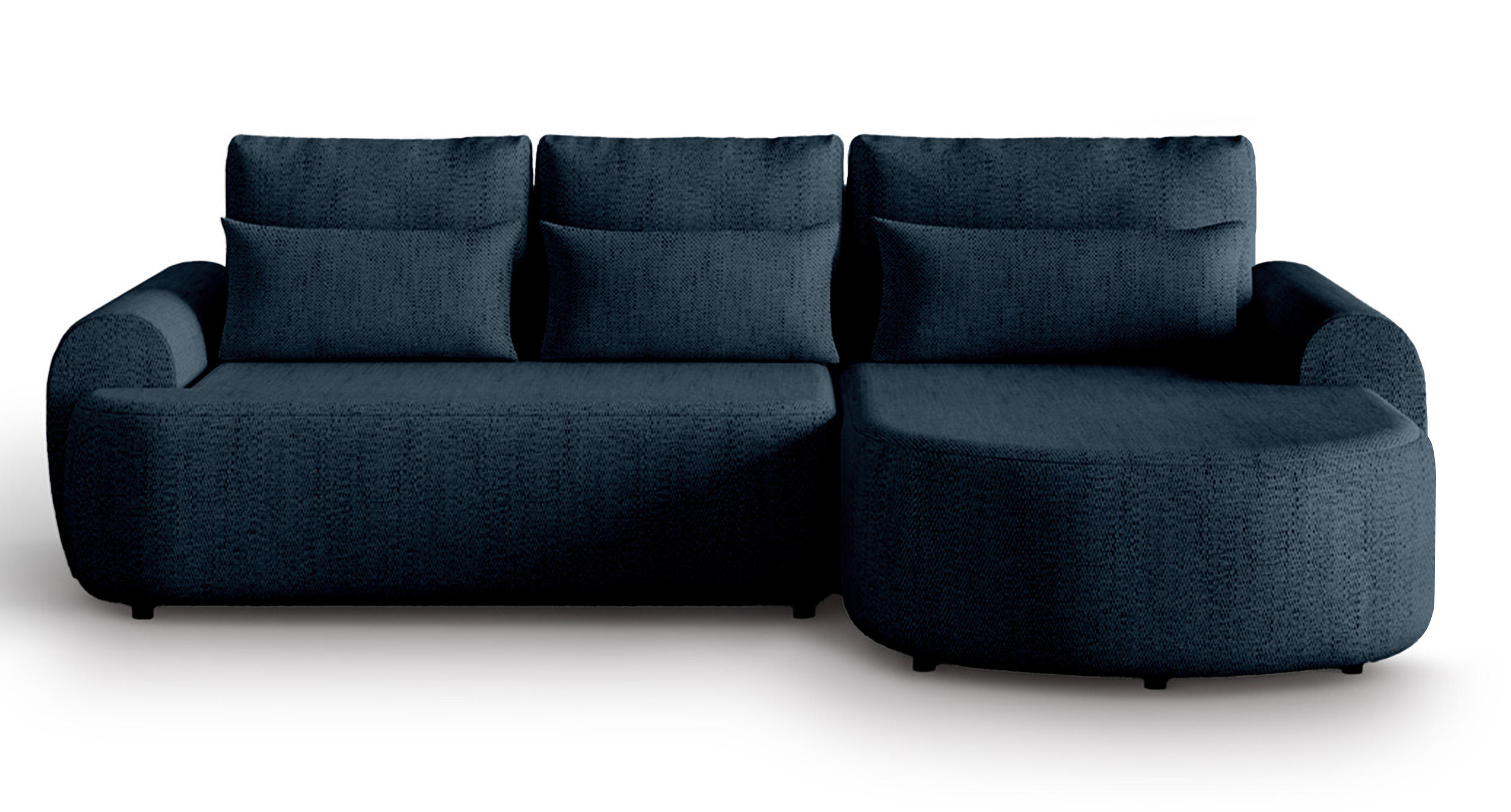 Narożnik L-kształtny prawostronny Honua z funkcją spania granatowy plecionka - zdjęcie 1