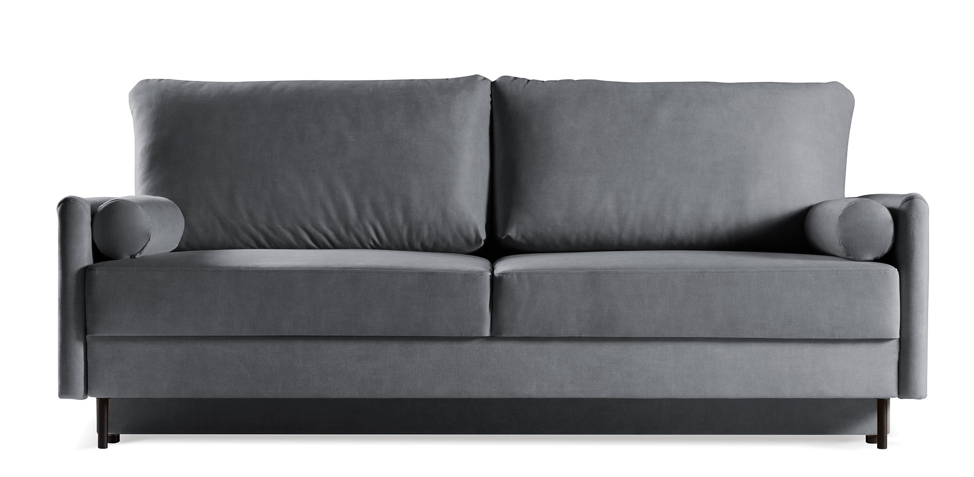 Kanapa rozkładana trzyosobowa Tomonde z pojemnikiem ciemnoszara welur łatwoczyszczący - zdjęcie 1