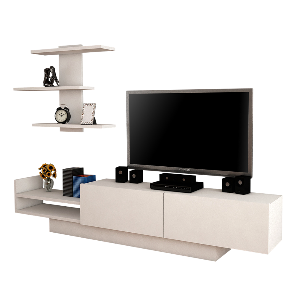 Szafka RTV Poletta biała z półką - zdjęcie 1