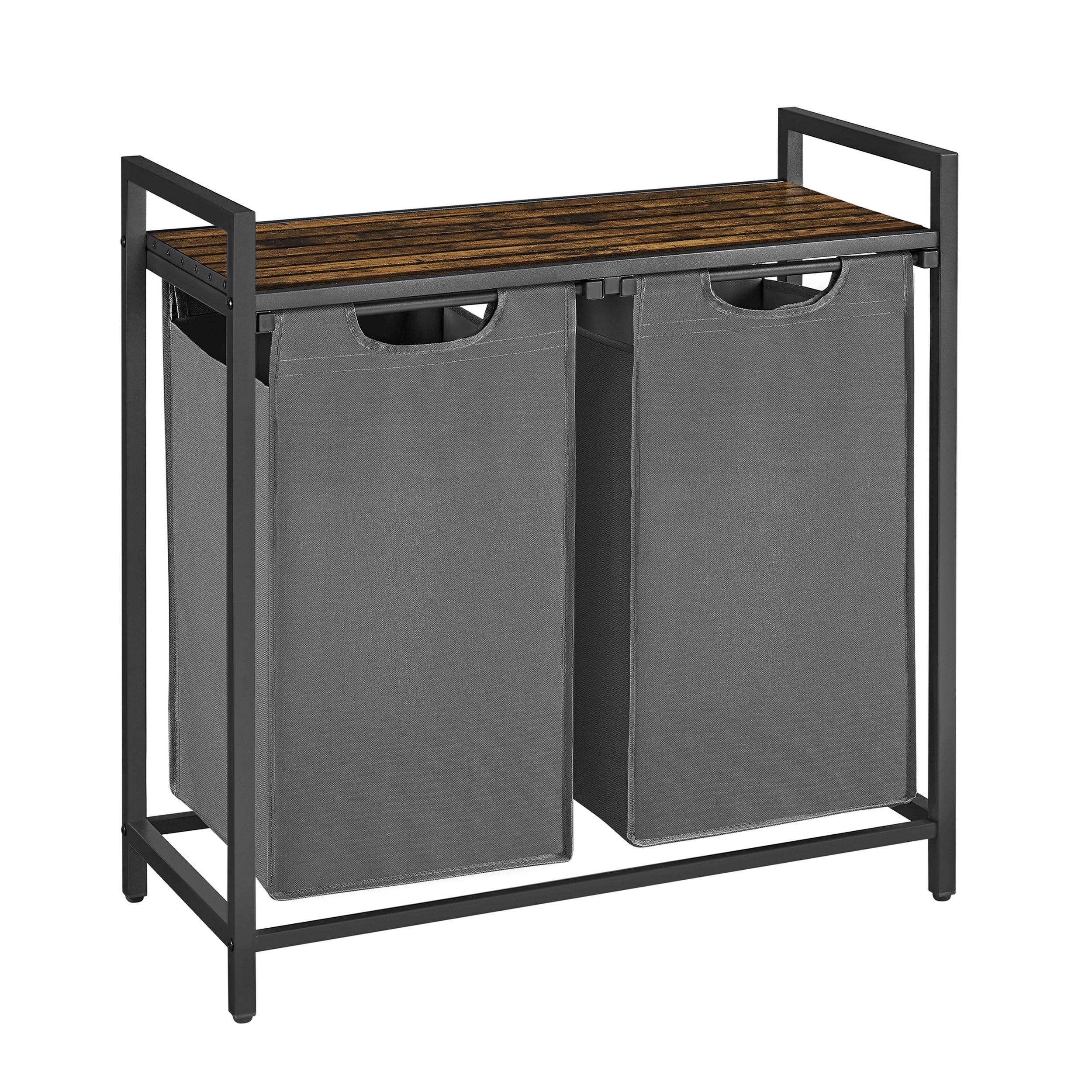 Kosz na pranie Allyze dwie przegrody czarno-szary - zdjęcie 1